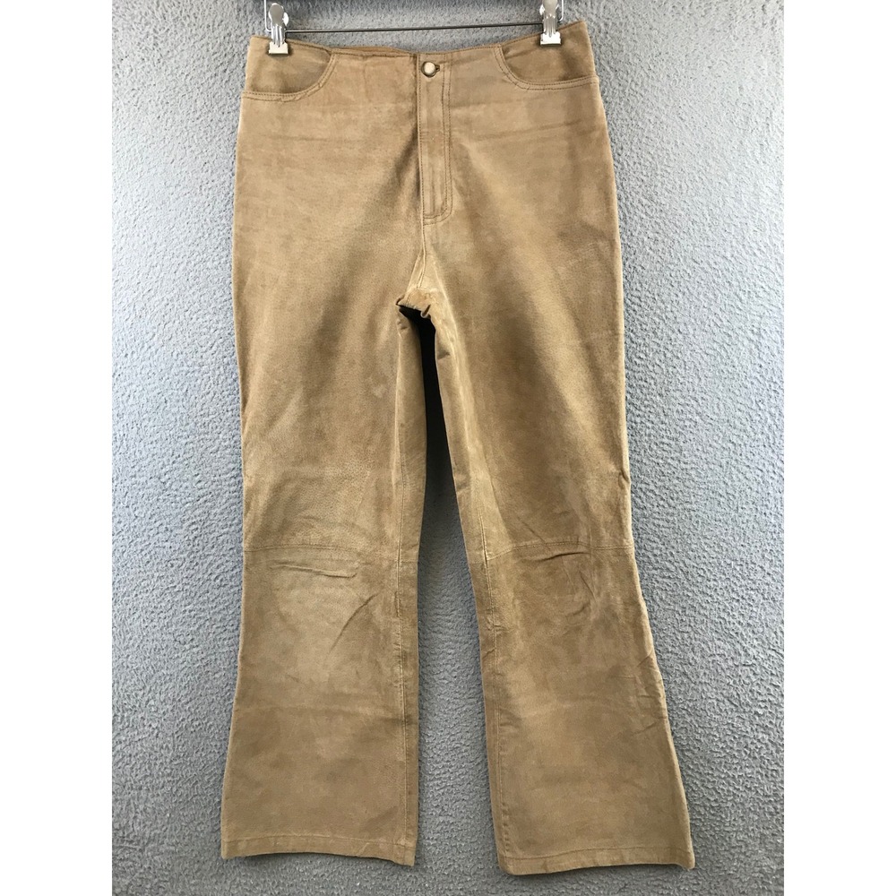 Vintage Mossimo Womens Size‎ 12 Tan Genuine Leather Flare Leg Pants